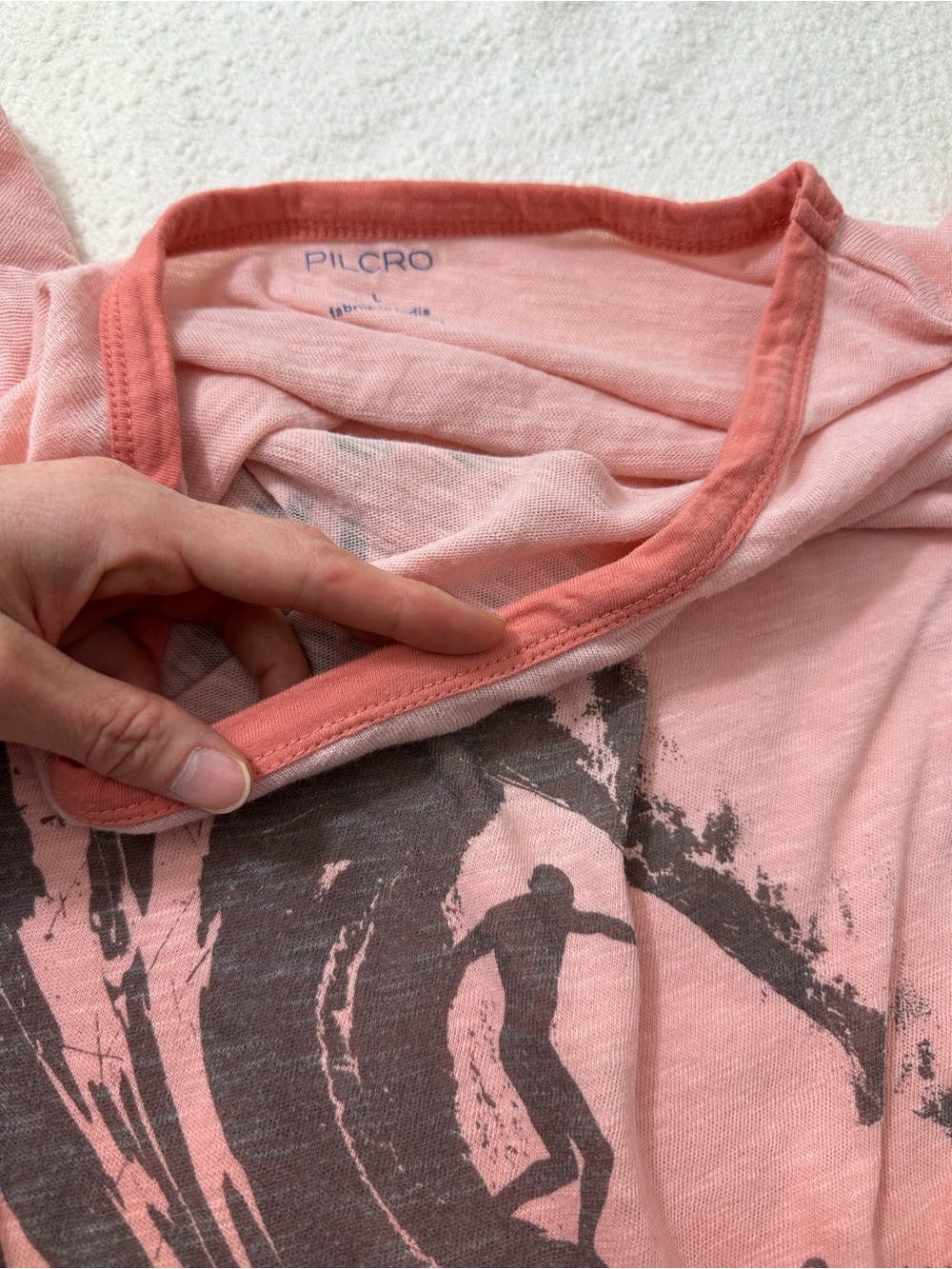 Pilcro by Anthropologie Vintage-Inspired Surf Tee Large Coral Pink Ombre - Picture 8 of 8